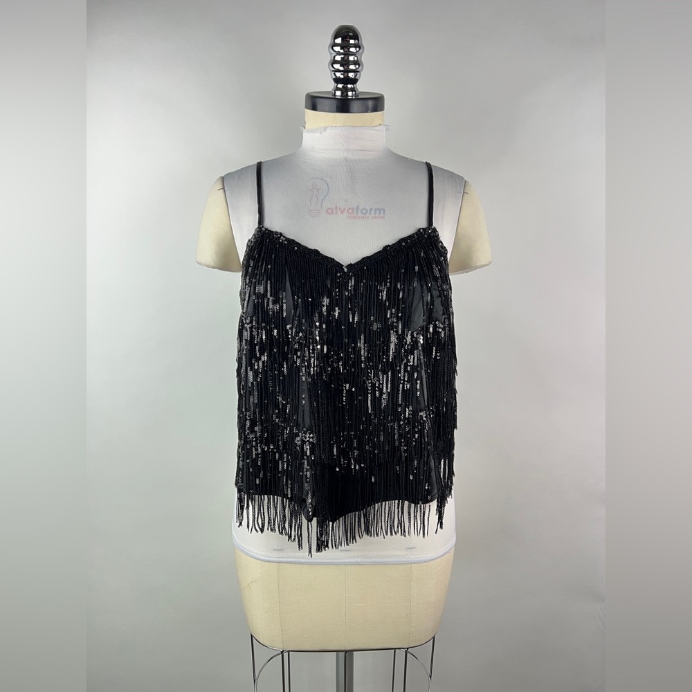 💚 3472. Sequins Tiered Fringe Cami
